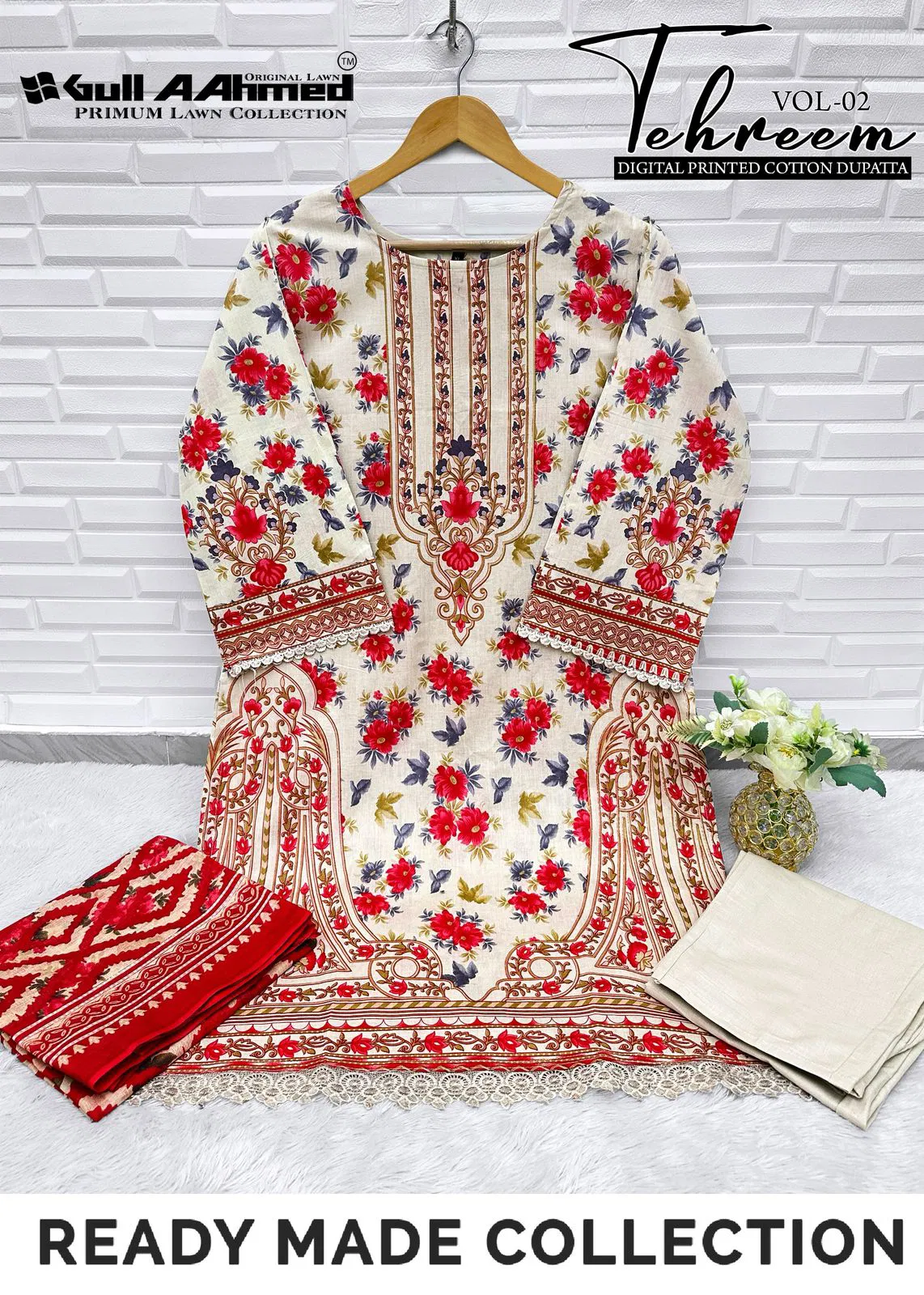 Tehreem Vol 2 By Gull A  Ahmed Karachi Cotton Kurti With Bottom Dupatta Wholesale Online